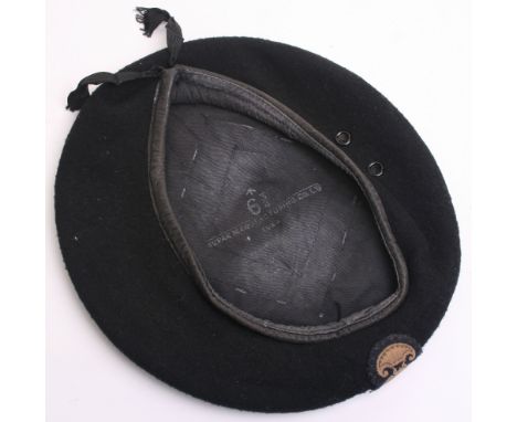 WW2 Polish Armoured Division Beret, of black wool with embroidered Polish beret badge stitched. The beret has Supack Manufact