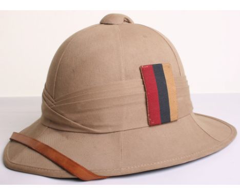 Royal Army Medical Corps Foreign Service Helmet, fine quality six panel cloth covered body with six fold pagri. Regimental pa