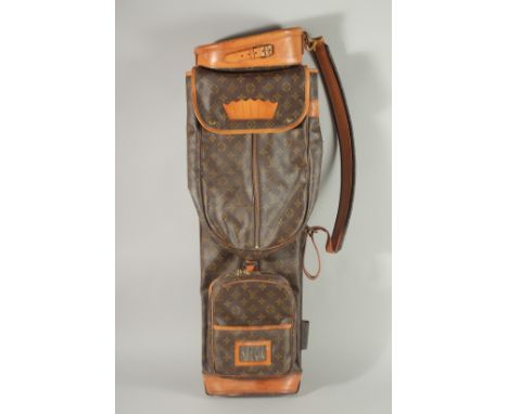 A RARE LOUIS VUITTON GOLF BAG. 2ft 8ins high.