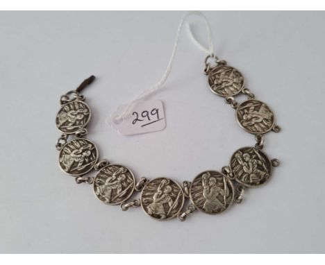 A silver wide buckle bangle and a silver coin bracelet 56g