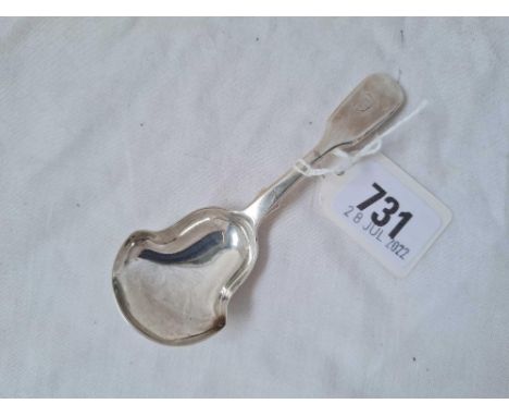 A fiddle pattern William IV caddy spoon with shovel bowl, London 1837 by BS