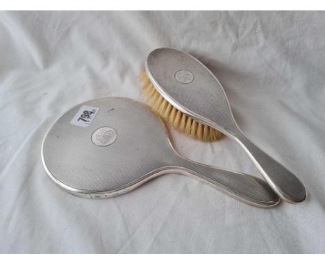 A good quality engine turned hand mirror and brush – by C &amp; Co