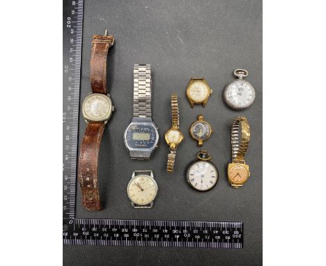 A bag of vintage wrist watches inc one digital example