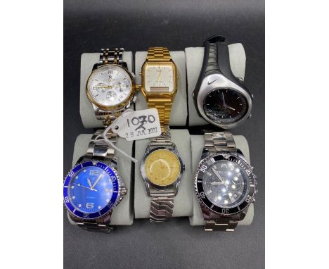 Six Vintage and multi dial gents watches