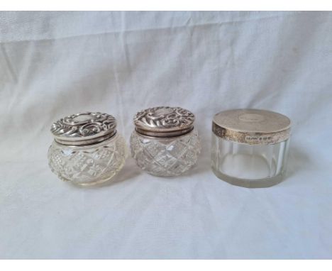 A pair of embossed top jars – Birmingham 1900 and another engine turned