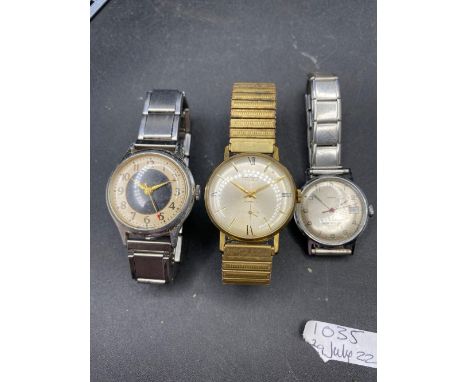 Three vintage wrist watches (one rolled gold two stainless steel)