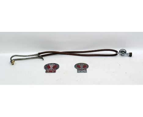 Antique stethoscope and two enamel and chrome British Medical Association car plates (3) 