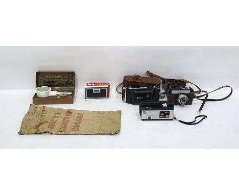 Ensign folding camera, Canon Smenahm camera, a further camera, Magniray folding opera glass and a 1914 London County and West