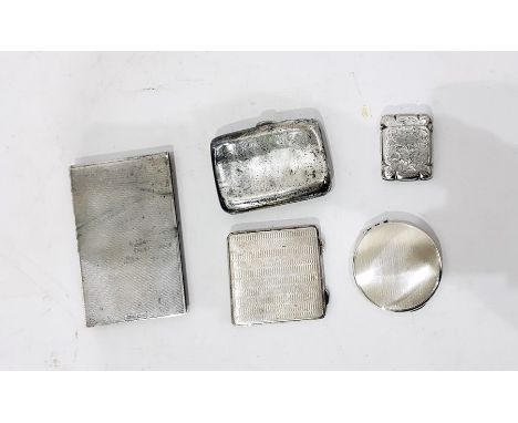 Silver compact by Kigu, London 1967, of engine-turned circular form, a silver notebook holder of engine-turned rectangular fo