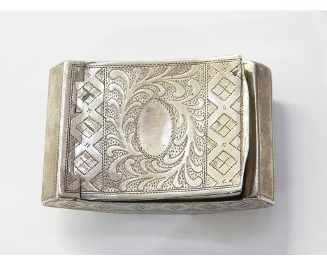 Engraved George III curved oblong snuff box with gilt washed interior, Birmingham 1807, William Pugh