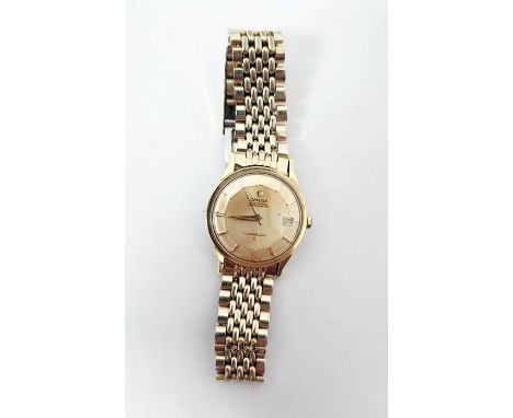 Omega Constellation automatic chronometer gent's wristwatch with yellow metal strap