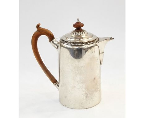 George III silver coffee pot of plain tapered design with egg and dart border decoration to the lid, London 1806 by W Burwash