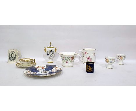 Quantity of decorative ceramics to include Minton 'Haddon Hall' pattern, Worcester mug, Coalport lidded urn with raised ename