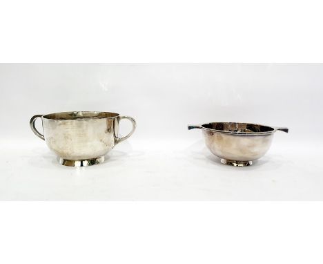 Scottish silver two-handled bowl by R & W Sorley, Glasgow 1916, of plain circular form, 11cm diameter and a silver quaich by 
