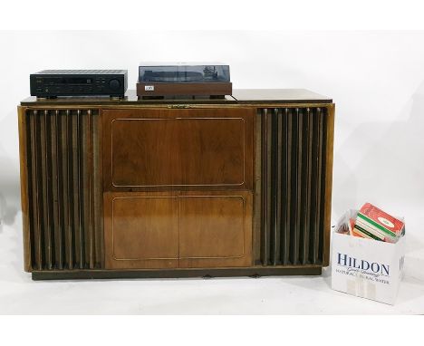 20th century Grundig audio centre with inbuilt speakers, a JVC record player, a Denon amplifier and a Tanberg reel to reel ta