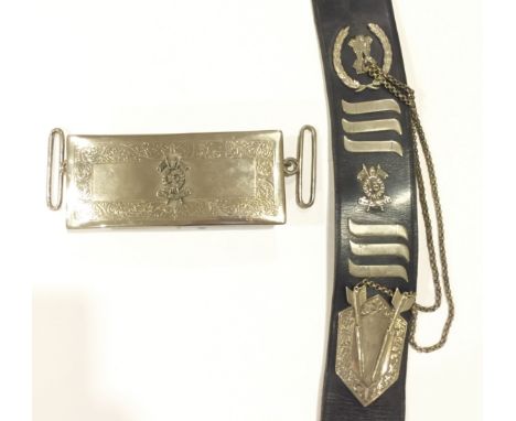 Indian Army. Post Independence 15th Armoured Regiment pouch belt. Good black leather example bearing plated 15th badge, blank
