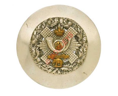 Badge. Scottish. Scottish Highland Light Infantry HLI Victorian Officer’s plaid brooch. A good unmarked example. Burnished si