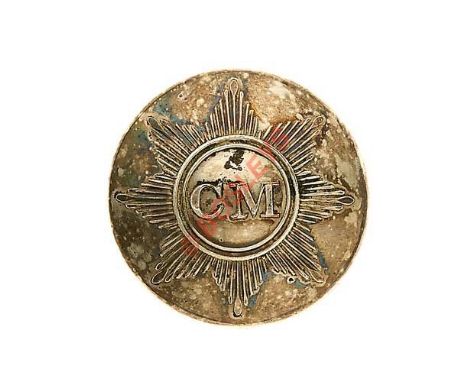 Cambridge Militia Officer’s Victorian silvered closed back coatee button. Star with “CM” to centre by C. Jennens & Co, London
