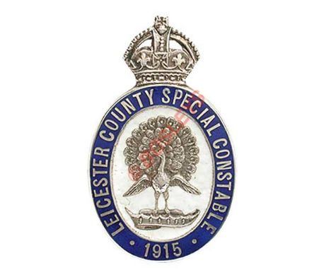 WW1 Leicester County Special Constable 1915 Hallmarked silver & enamel Police Reserve Badge. A rare hallmarked silver example