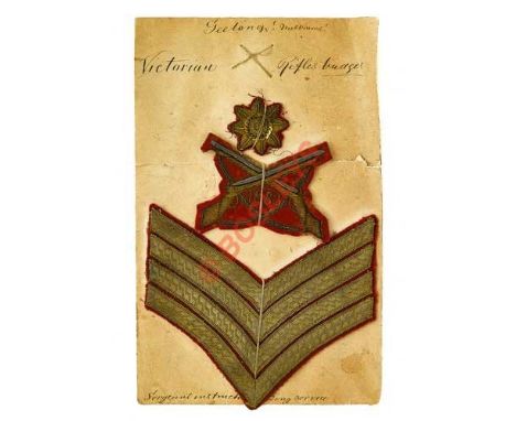 Badge. Australian Sergeant Instructor’s Rank Insignia. A Victorian example, consisting of an 8-pointed star in gold embroider