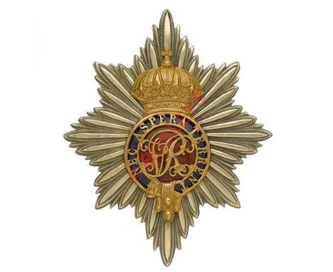 Badge. Royal Military College, Sandhurst pre 1878 Gentleman Cadet’s shako plate. A fine scarce die-stamped silvered Garter St