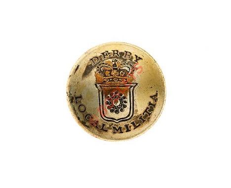 Derby Local Militia Georgian Officer’s silvered closed back coatee button circa 1808-16. Crowned shield bearing Rose between 