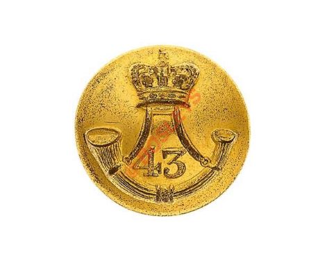 Welsh. 43rd (Monmouthshire) Regiment of Foot Victorian Officer’s gilt closed back coatee button. Crowned strung bugle with “4