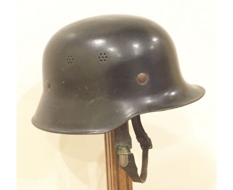 WW2 Period German Police / Fire Pattern Helmet. The helmet is the combat shape, with black painted finish and with air vents.