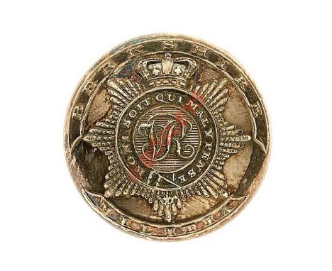 Berkshire Militia Officer’s Victorian silvered closed back coatee button. Crowned Garter Star with VR to centre, in surround 