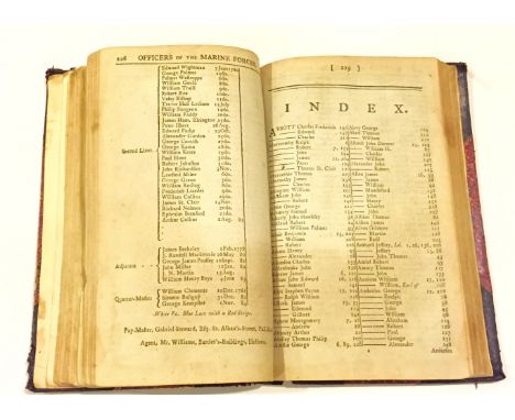 1790 Edition Army List. A good example, retaining leather and board binding. Listing Officers of the Army and Royal Marines. 