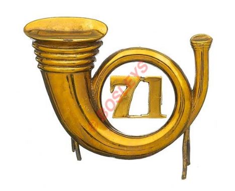 Badge. 71st (Highland) (Light Infantry) Victorian Officer’s shako mount 1841-81. A good  scarce example. Gilt curled bugle ho