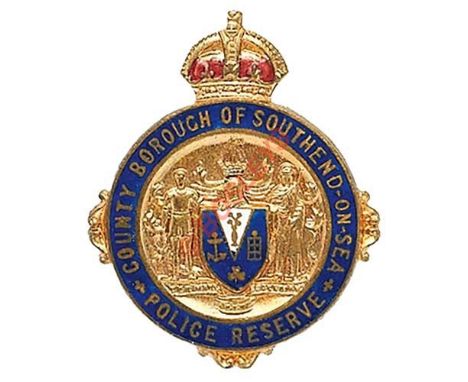 WW1 Essex. County Borough of Southend-on-Sea Police Reserve enamelled mufti / lapel badge. A scarce red crowned blue enamel t
