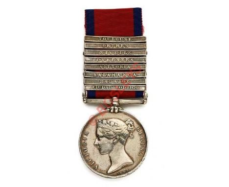 Royal Staff Corps Unique Other Rank’s Military General Service Medal with 8 Clasps. This medal was awarded to “R. THOMAS R. S