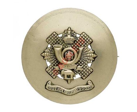 Badge. Scottish. Highland Light Infantry post 1905 NCO’s plaid brooch. A scarce nickel example by R.C. Lawrie, Glasgow. Plain