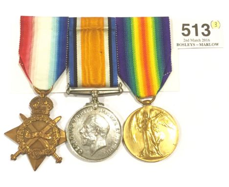 WW1 Notts & Derby Regiment Group of Three Medals. Awarded to “809 PTE J. COOK NOTTS & DERBY R”. Comprising: 1914/15 Star, Bri