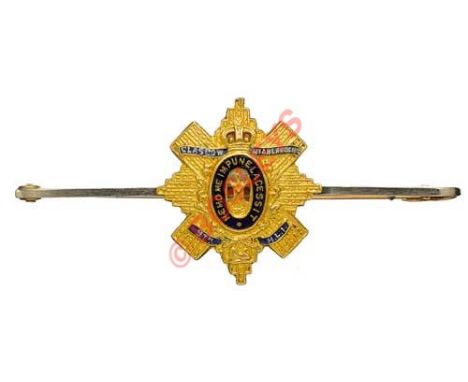 9th (Glasgow Highlanders) Bn Highland Light Infantry Yellow (Gold) Metal Regimental Sweetheart Brooch. A fine quality example