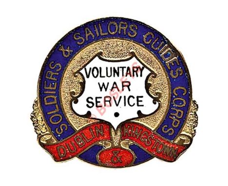 WW1 Irish. Dublin & Kingstown Soldiers & Sailors Guides Corps Voluntary War Service enamelled lapel badge. A good rare exampl