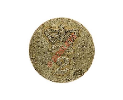 2nd Foot (Queen’s) Victorian OR’s pre 1855 pewter coatee button. Crowned “2” by Firmin , London. Complete with shank. VGC  (A