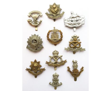 10 Infantry cap badges. Somerset ... Cheshire pre 1922 ... Gloucester ... Beds & Herts ... Dorset ... N.Stafford ... Worceste