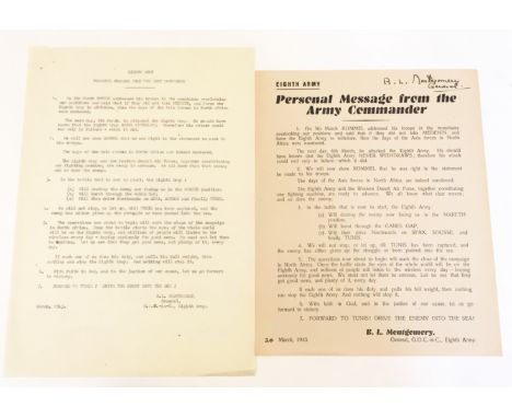 1944 Signed Field Marshal The Viscount Montgomery Christmas Message to the 21 Army Group. Leaflet.  This leaflet Christmas me