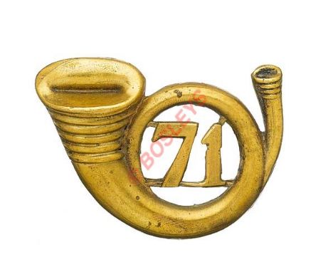 Badge. 71st (Highland) (Light Infantry) Victorian gilt Officers’s badge pre 1881. A good  scarce gilt die-stamped curled bugl