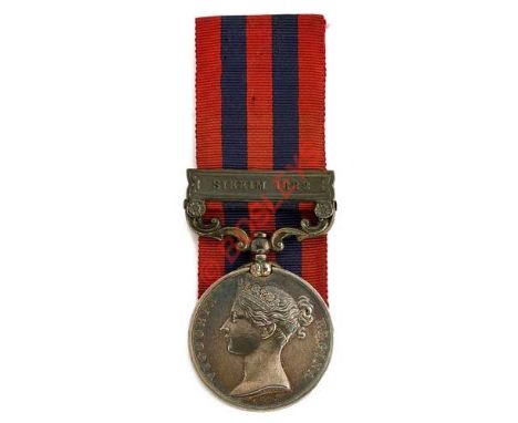 2nd Bn Derbyshire Regiment 1854 India General Service Medal, clasp “Sikkim 1888”. Awarded to “545 PTE E BOWSKILL 2ND BN DERBY