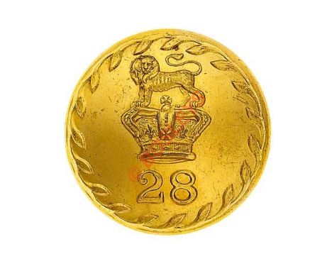 28th (North Gloucestershire) Regiment of Foot Victorian Officer’s gilt closed back coatee button. Raised design of laurel bor