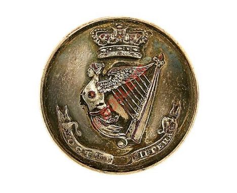 Irish. North Tipperary Militia Victorian Officer’s silvered pre 1881 button. Crowned Maid of Erin Harp on “North Tipperary” b