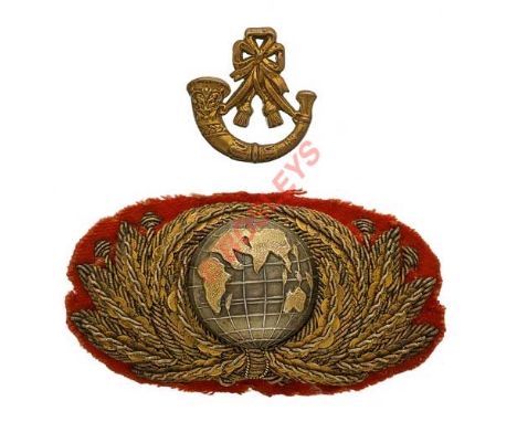 Badge. Royal Marine Light Infantry Officer’s forage cap badge. A fine scarce 1880-1922 example. Red backed bullion laurel wre