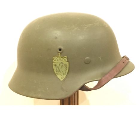 Norwegian Army (WW2 German) Steel Helmet. A very good example of the WW2 German turned edge helmet taken into service by the 