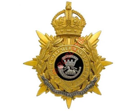 Badge. The Prince Albert’s (Somerset Light Infantry) Officer’s helmet plate circa 1901-14. A splendid gilt example by J & Co 