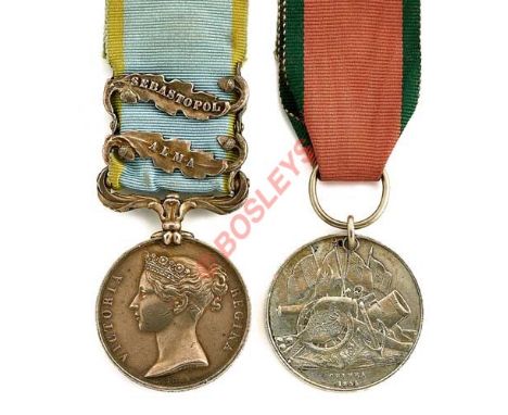 95th (Derbyshire) Regiment Casualty Crimea War Pair of Medals. Awarded to 2950 Private Joseph Harris who died on the 30th Sep