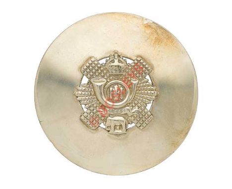 Badge. Scottish. Highland Light Infantry 1927 hallmarked silver plaid brooch. A scarce silver example by Wilson &amp; Sharp L