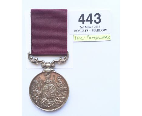 Derbyshire Regiment Victorian Long Service & Good Conduct Medal. Awarded to “720 CR SGT  T. SUNDERLAND DERBY R”.  Awarded to 